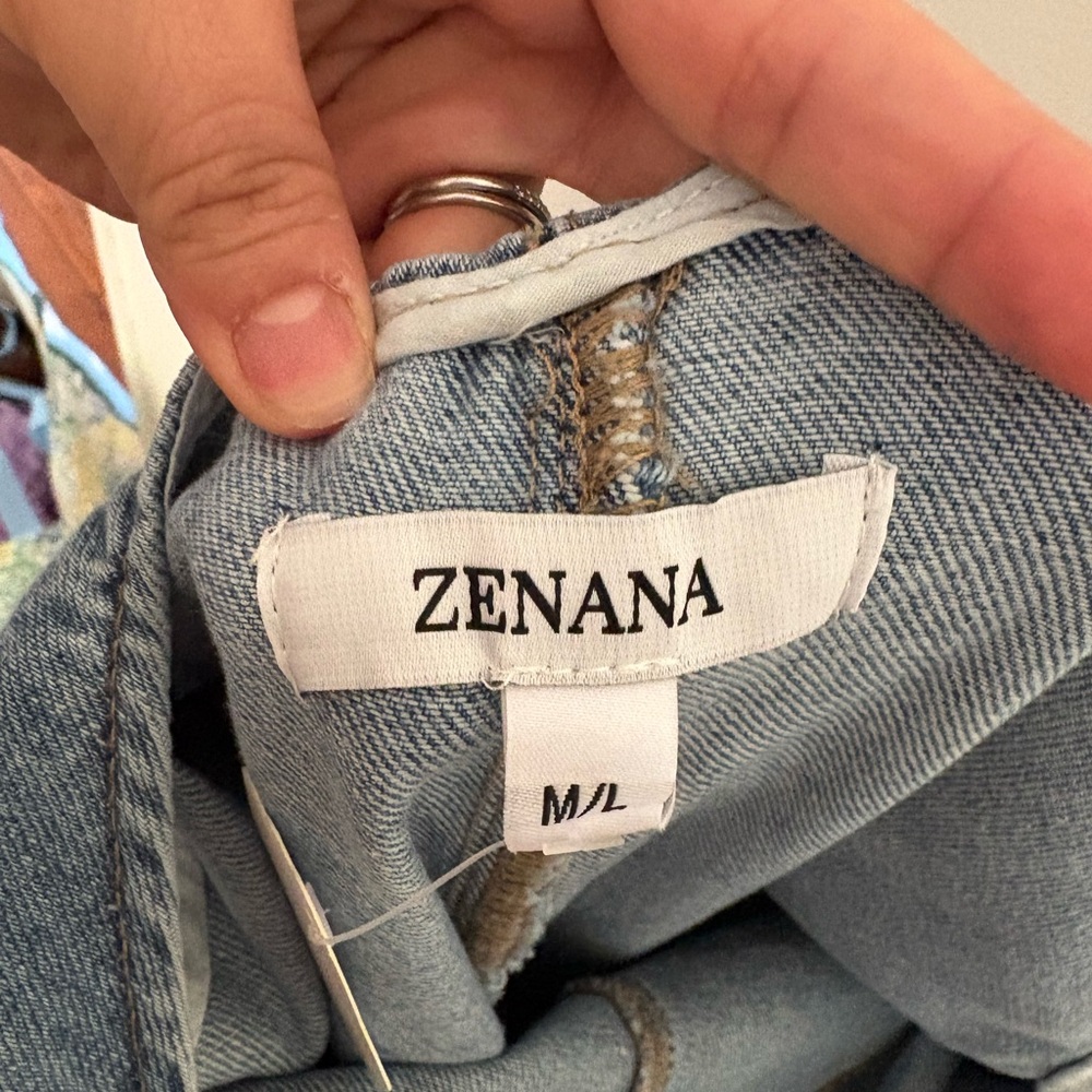 Zenana “High Roller” Denim Overalls Jumpsuit Blue Straight Leg Womens M/L NWT BD - Picture 5 of 8